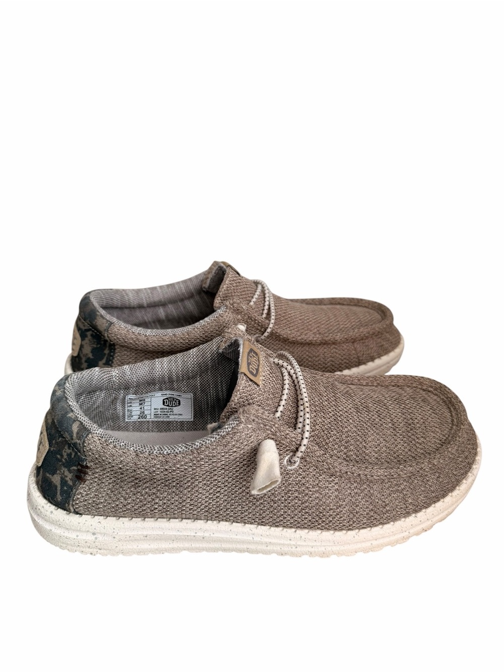 Hey Dude Men's 8 Casual Slip-On Canvas Shoes Taupe Tan Sand Dune Camo UK 7